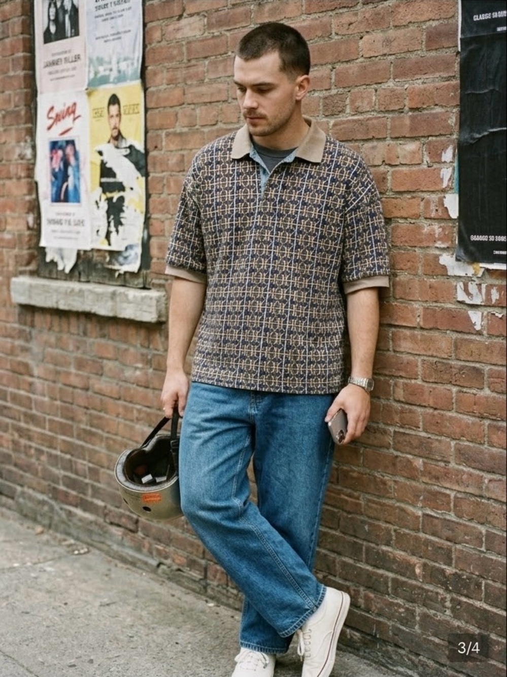 Vintage Patterned Dad Polo (L)